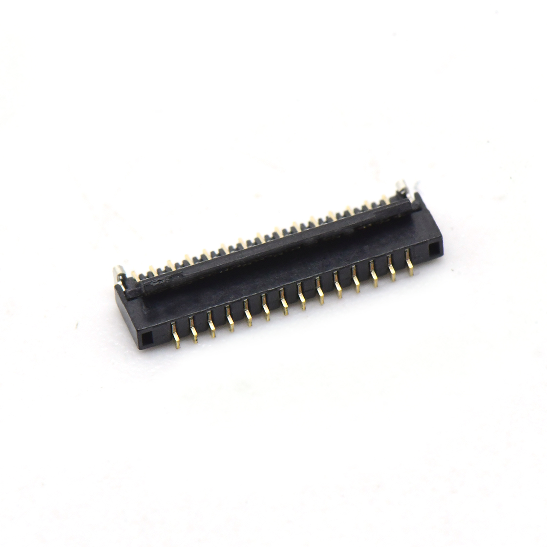 F0303 FPC FFC连接器Pitch 0.30mm 90°H1.00mm 卧式下接前掀盖 SMT型FPC 29Pin黑色 镀半金1u"，其它区域镀镍